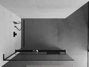 Mexen Kioto+ L ścianka prysznicowa z półką Walk-in 85 x 200 cm, transparent, czarna - 800-085-123-70-00