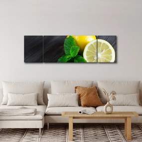 Obraz cytryn i mięty na stole (170x50 cm)