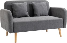 HOMCOM Nowoczesna sofa 2-osobowa z poduszkami, aksamitna kanapa szara 130x70x80 cm | Aosom PL