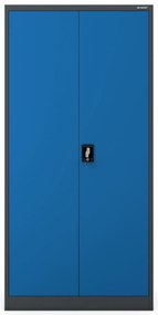 Biurowa szafa metalowa na akta JAN, 900 x 1850 x 400 mm, antracytowo-niebieska