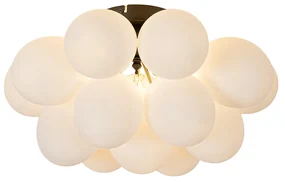 Inteligentna Lampa Sufitowa Czarna z Opalowym Szkłem 4-Światła z 4 Żarówkami WiFi G9 - UvasDesignerski Oswietlenie wewnetrzne