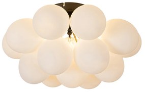 Plafon / Lampy sufitowe art deco czarny z opalowym szkłem 4-źródła światła - UvasDesignerski Oswietlenie wewnetrzne