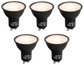 Zestaw 5 żarówek LED GU10 z możliwością ściemniania, czarne, 6W, 500lm, 2700K