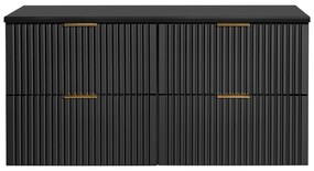 Szafka podwójna podumywalkowa czarna mat 120 x 46 cm ASTROS Black z blatem