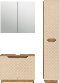 Zestaw mebli łazienkowych dąb/kaszmir ze strukturą płytek 79.6x32x62.1 lotta