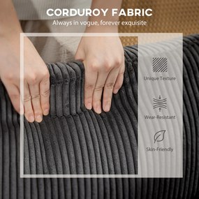 HOMCOM Narożna sofa w kształcie U, sofa z sprężynami kieszeniowymi, wyściełane podłokietniki, ruchomy szezlong, sztruks, 292x224x85 cm, ciemnoszary | Aosom PL