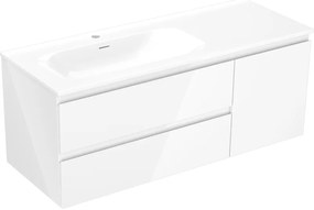Mexen Orio szafka łazienkowa 120 cm z umywalką Vela lewą, 2S, 1D, biała połysk - 91A13-12047-3-BBFFF00-W23L00