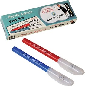 Zestaw 2 detektywistycznych długopisów z niewidzialnym atramentem i światłem UV Rex London Secret Agent