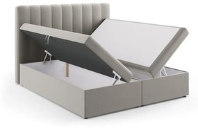 Szare łóżko boxspring ze schowkiem 180x200 cm Gina – Milo Casa