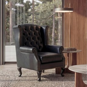 Fotel relaksacyjny Oxford,  czarny bez otoman