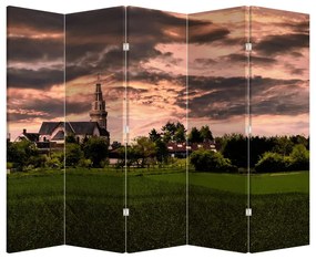 Parawan - Krajobraz z kościołem (210x170 cm)