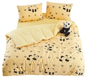 Żółta pościel jednoosobowa z prześcieradłem/3-częściowa 160x220 cm Panda – Mila Home
