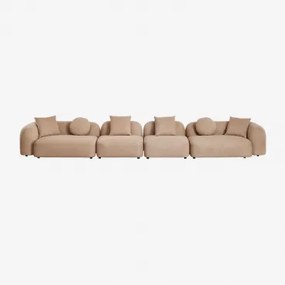 Modułowa Sofa 4-częściowa Z Tkaniny Coco Chenille Gruba Tkanina Szenilowa Latte Brown - Sklum