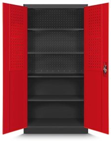 Warsztatowo-narzędziowa szafa metalowa BRUNO, 920 x 1850 x 500 mm, antracytowo-czerwona