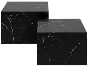 Czarne stoliki w dekorze marmuru zestaw 2 szt. 58x58 cm Dice – Actona
