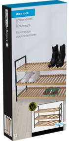 Półka na buty, 3 poziomy, bambus i metalowy stelaż, 70 x 30 x 48,5 cm