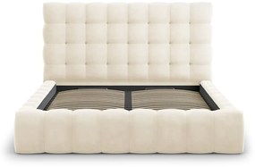 Beżowe tapicerowane łóżko dwuosobowe ze schowkiem i stelażem 180x200 cm Bali – Cosmopolitan Design