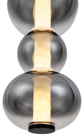 Lampa wisząca Art Deco czarna z przydymionym i przezroczystym szkłem 3-źródłowa z LED - Lizzy ArtDeco Oswietlenie wewnetrzne