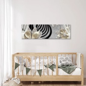 Obraz - 3D złote kwiaty (170x50 cm)