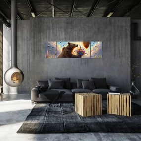 Obraz - Niedźwiedź i pszczoły (170x50 cm)