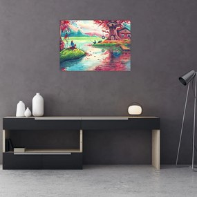 Obraz - Akwarela, Bay in a mountain village (70x50 cm)