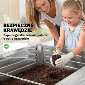 Outsunny zestaw dwóch ocynkowanych podwyższonych grządek, 180 x 90 x 60 cm, metalowe grządki z bezpiecznymi krawędziami, srebrny | Aosom PL