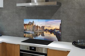 Panel Szklany Gdański Port o Wschodzie Słońca