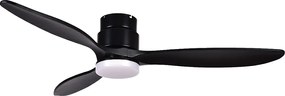 Wentylator sufitowy MISTRAL w nowoczesnym stylu - silnik pr?du sta?ego - 24W LED SMD - Kselect - pilot - ?wiat?o - 3 ostrza - ø132 cm - stal i drewno - czarny