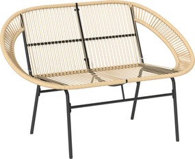 Outsunny Dwuosobowa Ławka Polskoterrazowa z Polirattanu, Odporna na Warunki Pogodowe i UV, Nośność 260kg, Khaki