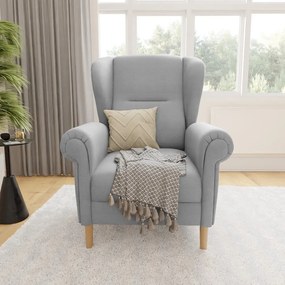 Jasnoszary fotel typu uszak Swan – Ropez