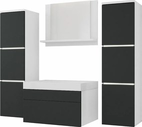 Zestaw mebli łazienkowych, Biały Matowy, Antracyt, 120 x 110 cm