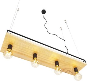 Inteligentna lampa wisząca czarna z drewnem 4-światłowa w tym Wifi G95 - Shelf