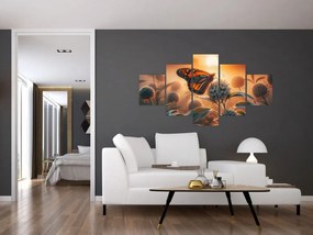 Obraz – Motyl w zachodzącym słońcu (125x70 cm)