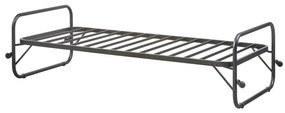 Czarne metalowe łóżko jednoosobowe ze stelażem 90x200 cm Lucy – WOOOD