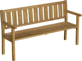 Outsunny Ławka ogrodowa 3-osobowa, odporna na warunki atmosferyczne, z oparciem i podłokietnikami, drewno, 360 kg nośności, teak | Aosom PL