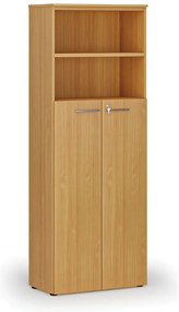 Szafa biurowa kombinowana PRIMA WOOD, drzwi na 4 poziomach, 800 x 420 x 2128 mm, buk