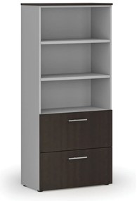Szafa z szufladami na teczki zawieszkowe PRIMO GRAY, 800 x 420 x 1781 mm, szary/wenge