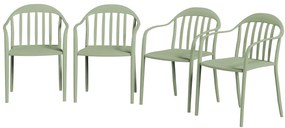 Outsunny Zestaw 4 krzeseł ogrodowych odpornych na warunki atmosferyczne, z plastiku, z podłokietnikami i oparciem, do 120 kg