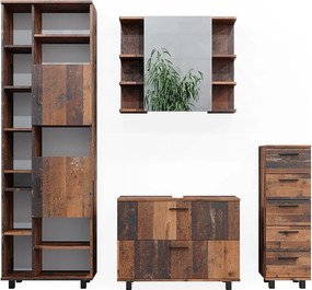 Zestaw mebli łazienkowych rustykalny dąb 80.2x33x60.8 ilias