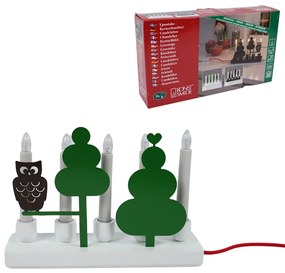 Elektryczny metalowy świecznik WOOD OWL, biały