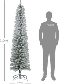 HOMCOM Choinka 210 cm, Girlanda LED, Sztuczne Gałęzie, Ognioodporne, Metalowa Podstawa, Zielony | Aosom PL