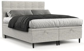 Jasnoszare tapicerowane łóżko dwuosobowe ze schowkiem 160x200 cm Senses – Maison de Rêve
