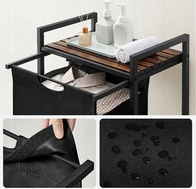 Kosz na pranie wolnostojący z półką industrialny loft drewniany retro 72 cm