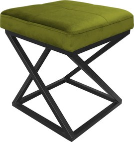 Pufa ZOA tkanina Welur loft ławka podnóżek metal : Kolor Stelaża - Czarny , Kolor tkaniny - VELVET - BL75, Typ tkaniny - Velvet