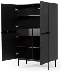 Komoda wysoka Nicole 100 cm - czarny mat / czarne nóżki