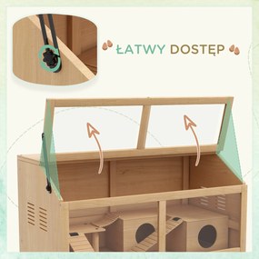 PawHut Klatka dla syryjskich i karłowatych chomików, z platformą, wiszącym mostkiem, chatką, 85x45x44 cm | Aosom PL