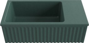 Umywalka betonowa ryflowana nablatowa / wisząca prostokątna 60 x 30 cm WELLE | różne kolory : Kolor - Oliwkowy, Typ montażu - podwieszana