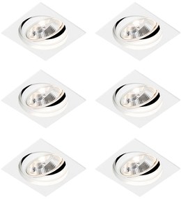 Zestaw 6 Nowoczesna oprawa wpuszczana biała regulowana - Chuck 111