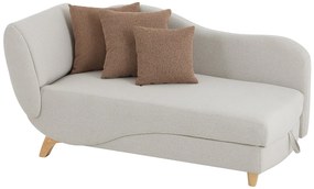 Szezlong prawostronny rozkładany z beżowej tkaniny ze schowkiem na pościel PENELOPE