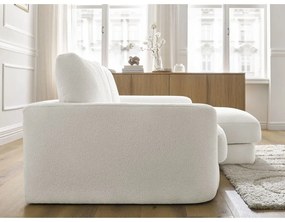 Biały narożnik z materiału bouclé (prawostronny/z szezlongiem) Leonore – Bobochic Paris